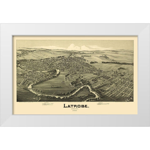 Latrobe Pennsylvania - Fowler 1900 White Modern Wood Framed Art Print by Fowler