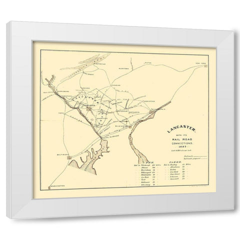 Lancaster Pennsylvania -1887 White Modern Wood Framed Art Print by Unknown