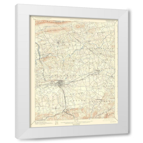 Lebanon Pennsylvania Quad - USGS 1899 White Modern Wood Framed Art Print by USGS