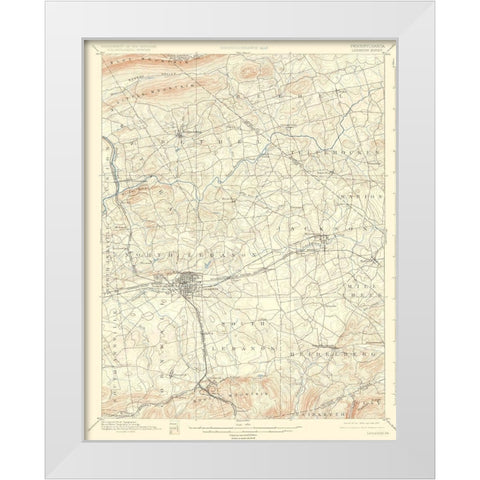 Lebanon Pennsylvania Quad - USGS 1899 White Modern Wood Framed Art Print by USGS