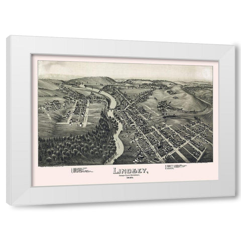 Lindsey Pennsylvania - Fowler 1895 White Modern Wood Framed Art Print by Fowler