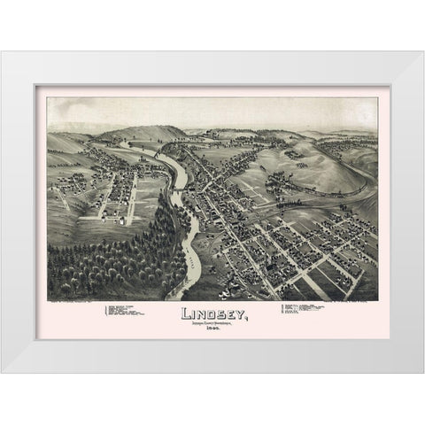 Lindsey Pennsylvania - Fowler 1895 White Modern Wood Framed Art Print by Fowler