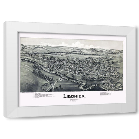 Ligonier Pennysylvania - Fowler 1900 White Modern Wood Framed Art Print by Fowler