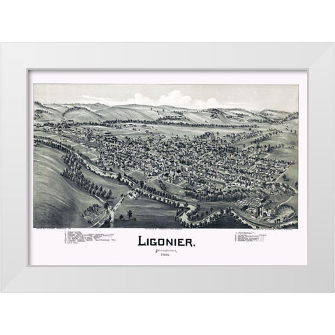 Ligonier Pennysylvania - Fowler 1900 White Modern Wood Framed Art Print by Fowler