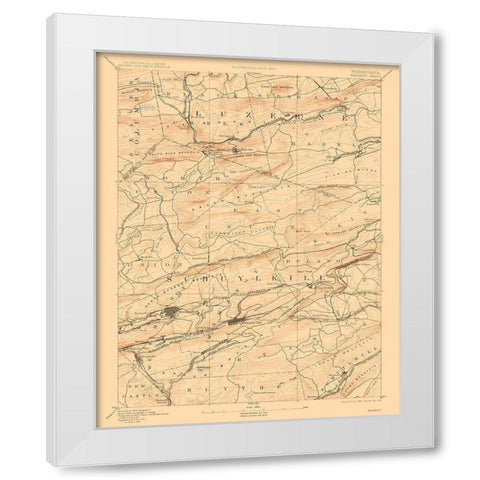Mahanoy Pennsylvania Sheet - USGS 1893 White Modern Wood Framed Art Print by USGS
