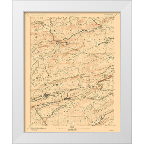 Mahanoy Pennsylvania Sheet - USGS 1893 White Modern Wood Framed Art Print by USGS