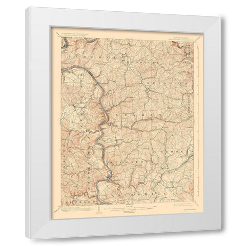 Masontown Pennsylvania Quad - USGS 1903 White Modern Wood Framed Art Print by USGS