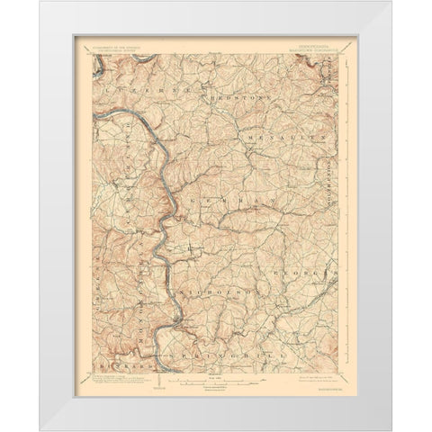 Masontown Pennsylvania Quad - USGS 1903 White Modern Wood Framed Art Print by USGS
