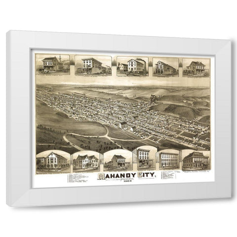 Mahanoy City Pennsylvania - Fowler 1889 White Modern Wood Framed Art Print by Fowler
