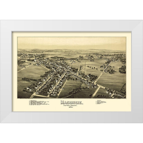 Macungie Pennsylvania - Fowler 1893 White Modern Wood Framed Art Print by Fowler