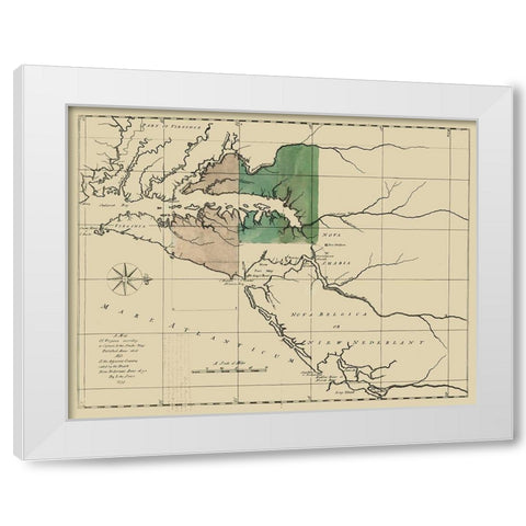 Virginia Pennsylvania Maryland - Senez 1732 White Modern Wood Framed Art Print by Senez