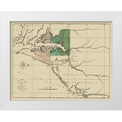 Virginia Pennsylvania Maryland - Senez 1732 White Modern Wood Framed Art Print by Senez