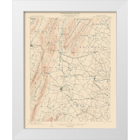 Mercersburg Pennsylvania Quad - USGS 1902 White Modern Wood Framed Art Print by USGS