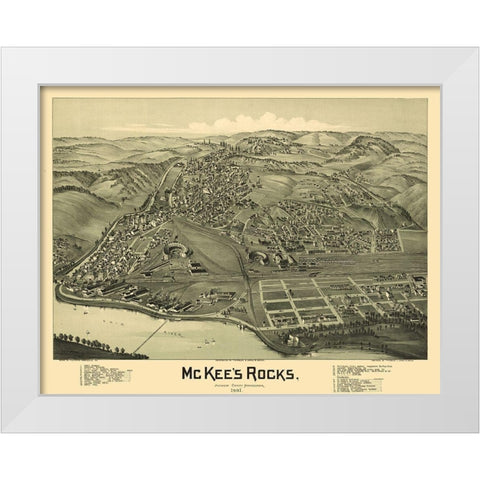 McKees Rocks Pennsylvania - Fowler 1901 White Modern Wood Framed Art Print by Fowler