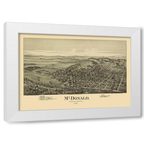 McDonald Pennsylvania - Fowler 1897 White Modern Wood Framed Art Print by Fowler