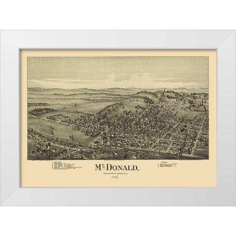McDonald Pennsylvania - Fowler 1897 White Modern Wood Framed Art Print by Fowler