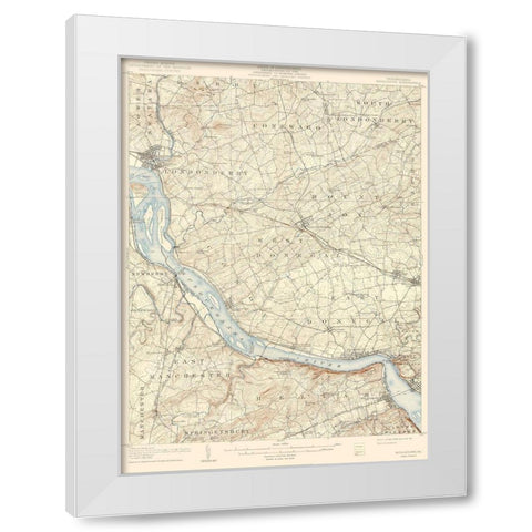 Middletown Pennsylvania Quad - USGS 1908 White Modern Wood Framed Art Print by USGS