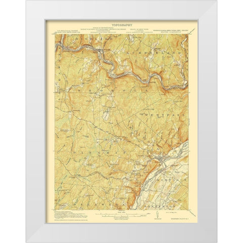 Milford New York New Jersey Quad - USGS 1915 White Modern Wood Framed Art Print by USGS