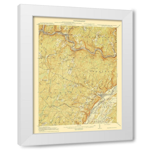 Milford Pennsylvania New Jersey New York Quad White Modern Wood Framed Art Print by USGS