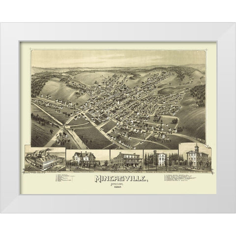 Minersville Pennsylvania - Fowler 1889 White Modern Wood Framed Art Print by Fowler