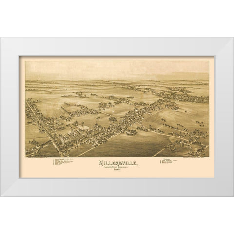 Millersville Pennsylvania - Fowler 1894 White Modern Wood Framed Art Print by Fowler