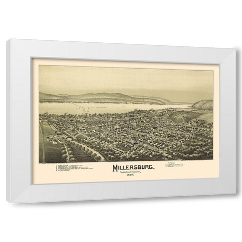 Millersburg Pennsylvania - Fowler 1894 White Modern Wood Framed Art Print by Fowler