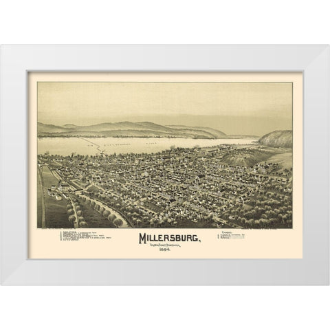 Millersburg Pennsylvania - Fowler 1894 White Modern Wood Framed Art Print by Fowler