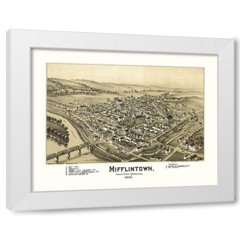 Mifflintown Pennsylvania - Fowler 1895 White Modern Wood Framed Art Print by Fowler