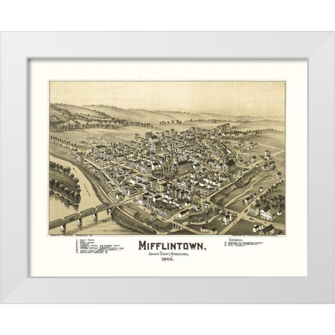 Mifflintown Pennsylvania - Fowler 1895 White Modern Wood Framed Art Print by Fowler