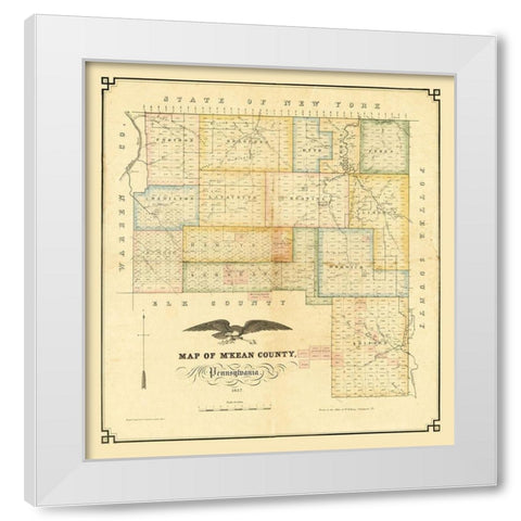 MKean County Pennsylvania - Kollner 1857 White Modern Wood Framed Art Print by Kollner
