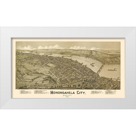 Monongahela Pennsylvania - Fowler 1902 White Modern Wood Framed Art Print by Fowler