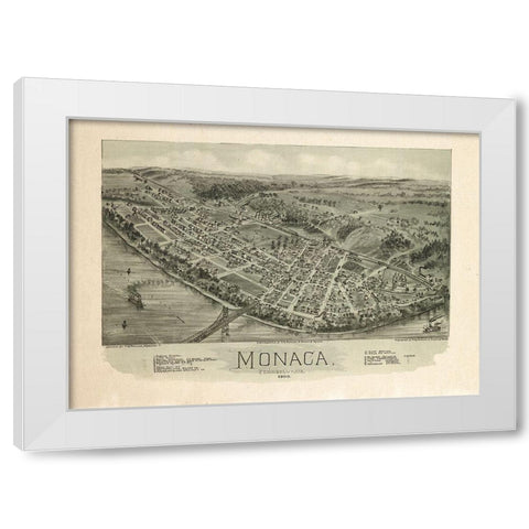 Monaca Pennsylvania - Fowler 1900 White Modern Wood Framed Art Print by Fowler