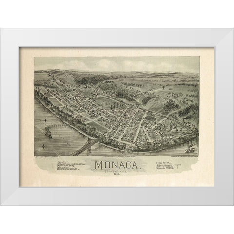 Monaca Pennsylvania - Fowler 1900 White Modern Wood Framed Art Print by Fowler