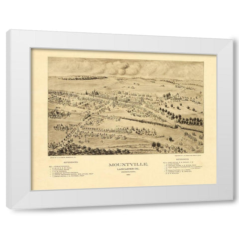 Mountville Pennsylvania - Fowler 1894 White Modern Wood Framed Art Print by Fowler