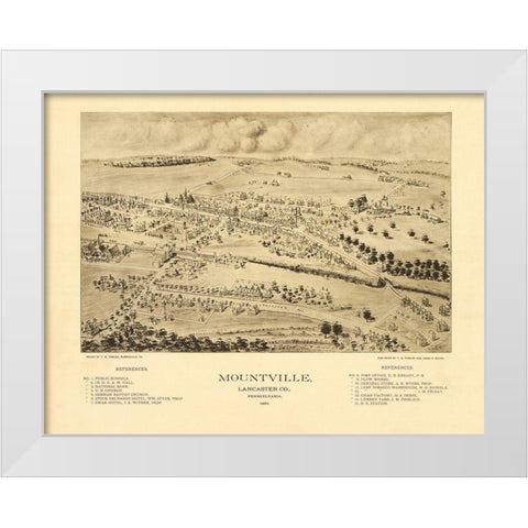Mountville Pennsylvania - Fowler 1894 White Modern Wood Framed Art Print by Fowler