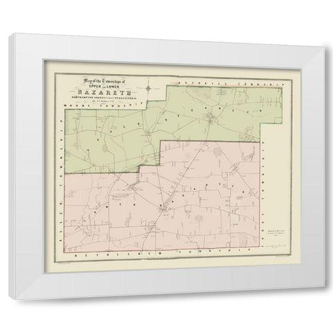 Nazareth Pennsylvania - Sidney 1850 White Modern Wood Framed Art Print by Sidney
