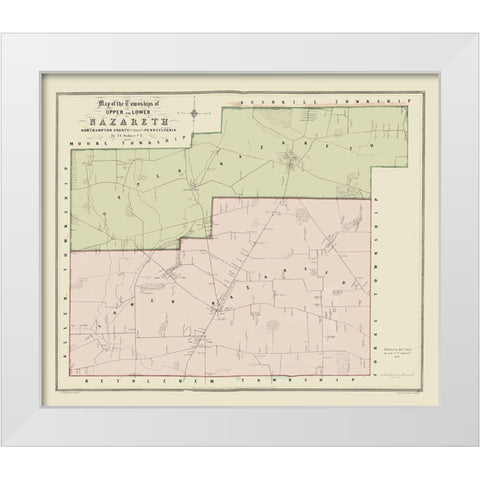 Nazareth Pennsylvania - Sidney 1850 White Modern Wood Framed Art Print by Sidney