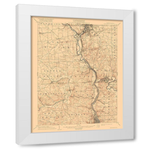 New Castle Pennsylvania Quad - USGS 1904 White Modern Wood Framed Art Print by USGS