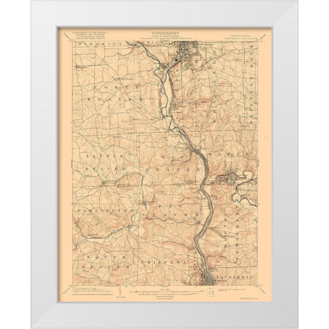 New Castle Pennsylvania Quad - USGS 1904 White Modern Wood Framed Art Print by USGS