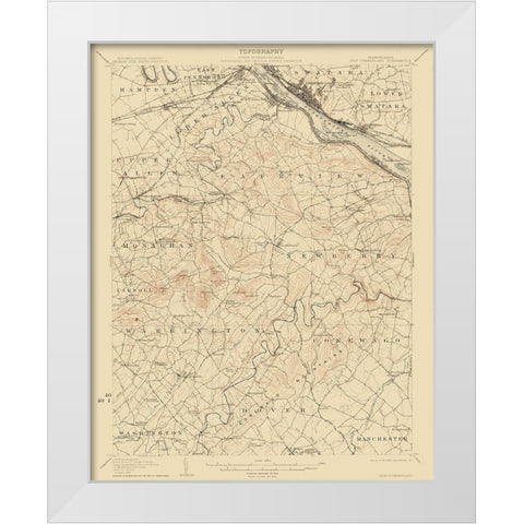 New Cumberland Pennsylvania Quad - USGS 1906 White Modern Wood Framed Art Print by USGS