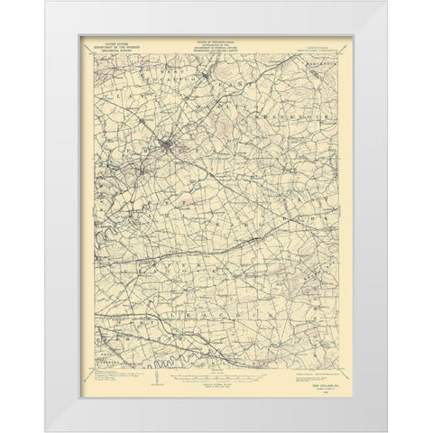 New Holland Pennsylvania Quad - USGS 1906 White Modern Wood Framed Art Print by USGS