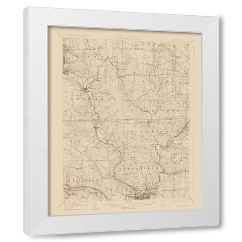Neshannock Pennsylvania Quad - USGS 1907 White Modern Wood Framed Art Print by USGS