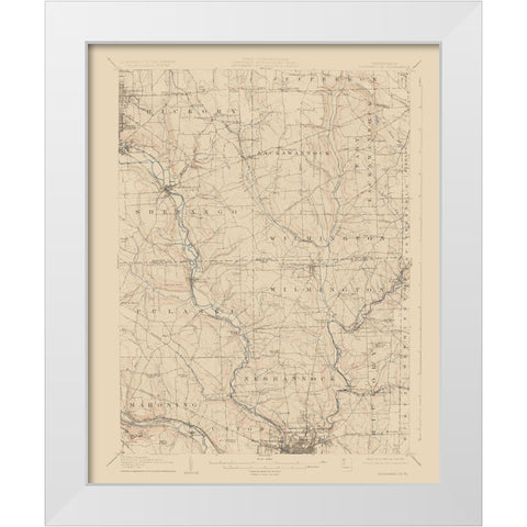 Neshannock Pennsylvania Quad - USGS 1907 White Modern Wood Framed Art Print by USGS