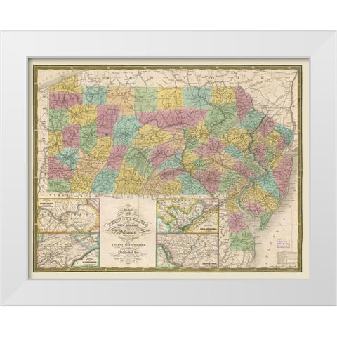 New Jersey Pennsylvania - Mitchell 1832 White Modern Wood Framed Art Print by Mitchell
