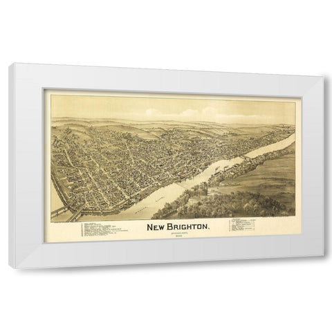 New Brighton Pennsylvania - Fowler 1901 White Modern Wood Framed Art Print by Fowler