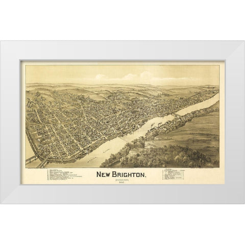 New Brighton Pennsylvania - Fowler 1901 White Modern Wood Framed Art Print by Fowler
