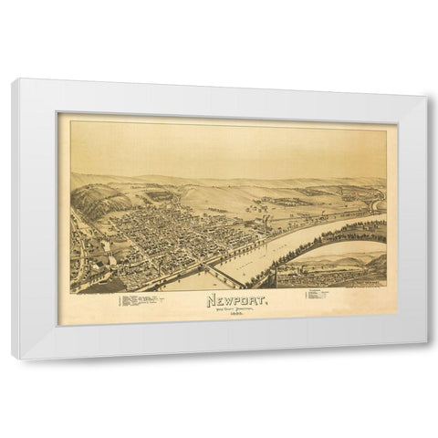 Newport Pennsylvania - Fowler 1895 White Modern Wood Framed Art Print by Fowler