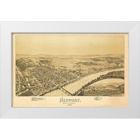 Newport Pennsylvania - Fowler 1895 White Modern Wood Framed Art Print by Fowler