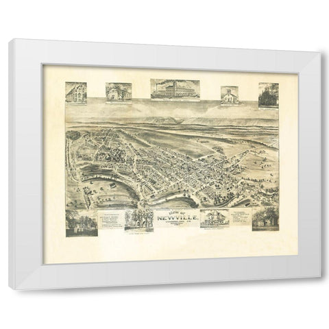 Newville Pennsylvania - Fowler 1903 White Modern Wood Framed Art Print by Fowler