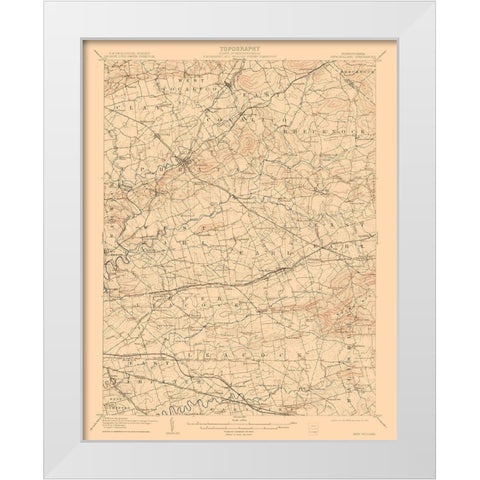 New Holland Pennsylvania Quad - USGS 1908 White Modern Wood Framed Art Print by USGS